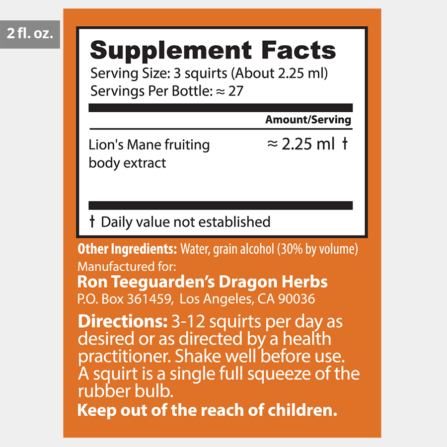 Dragon Herbs Lion's Mane Mini Drops 0.25 fl. oz. (7.5 ml)