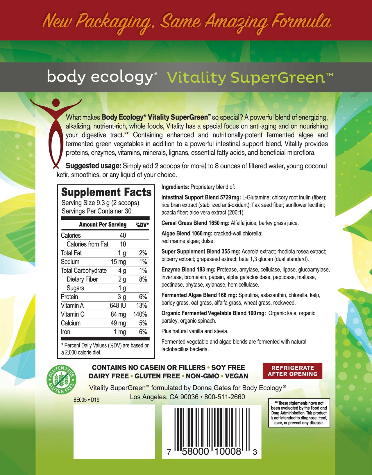 Body Ecology - Vitality SuperGreen (279g)