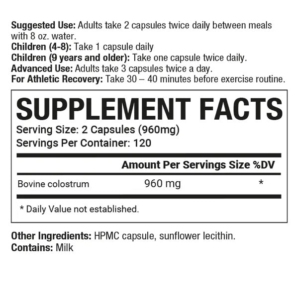 Sovereign Labs - Colostrum LD® Capsules : Liposomal Delivery - 240caps (480mg each)