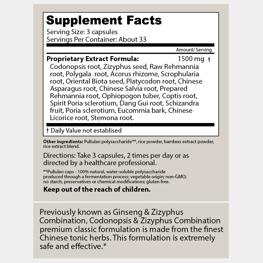 Dragon Herbs Codonopsis and Zizyphus Combination (100caps 400mg)