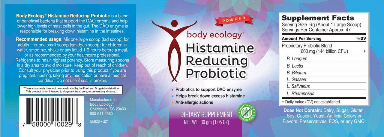 Body Ecology - Histamine Reducing Probiotic (powder probiotic) (30g) (WITH SPOONS)