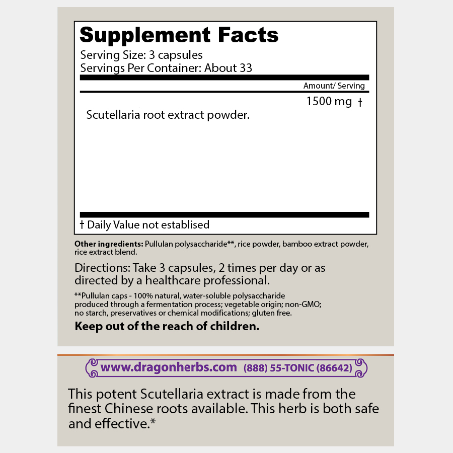 Dragon Herbs Baicalin 100 Vegicaps (400mg)