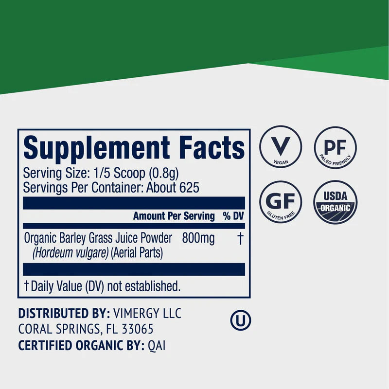 Vimergy Herbs - USDA Organic Barleygrass Juice Extract Powder 500g