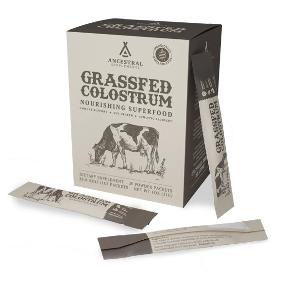 Ancestral Supplements - Grass Fed Beef Colostrum Stick Packs (30 servings 1g per stick)