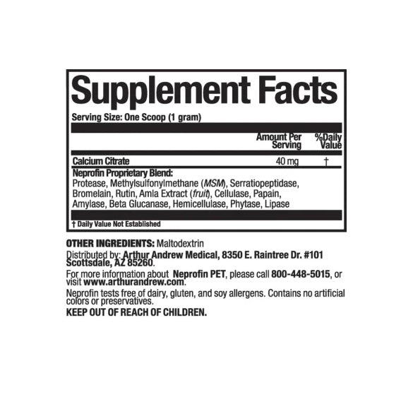 Neprofin Pets 50g (Arthur Andrew Medical)(Veterinary Enzyme Formula)