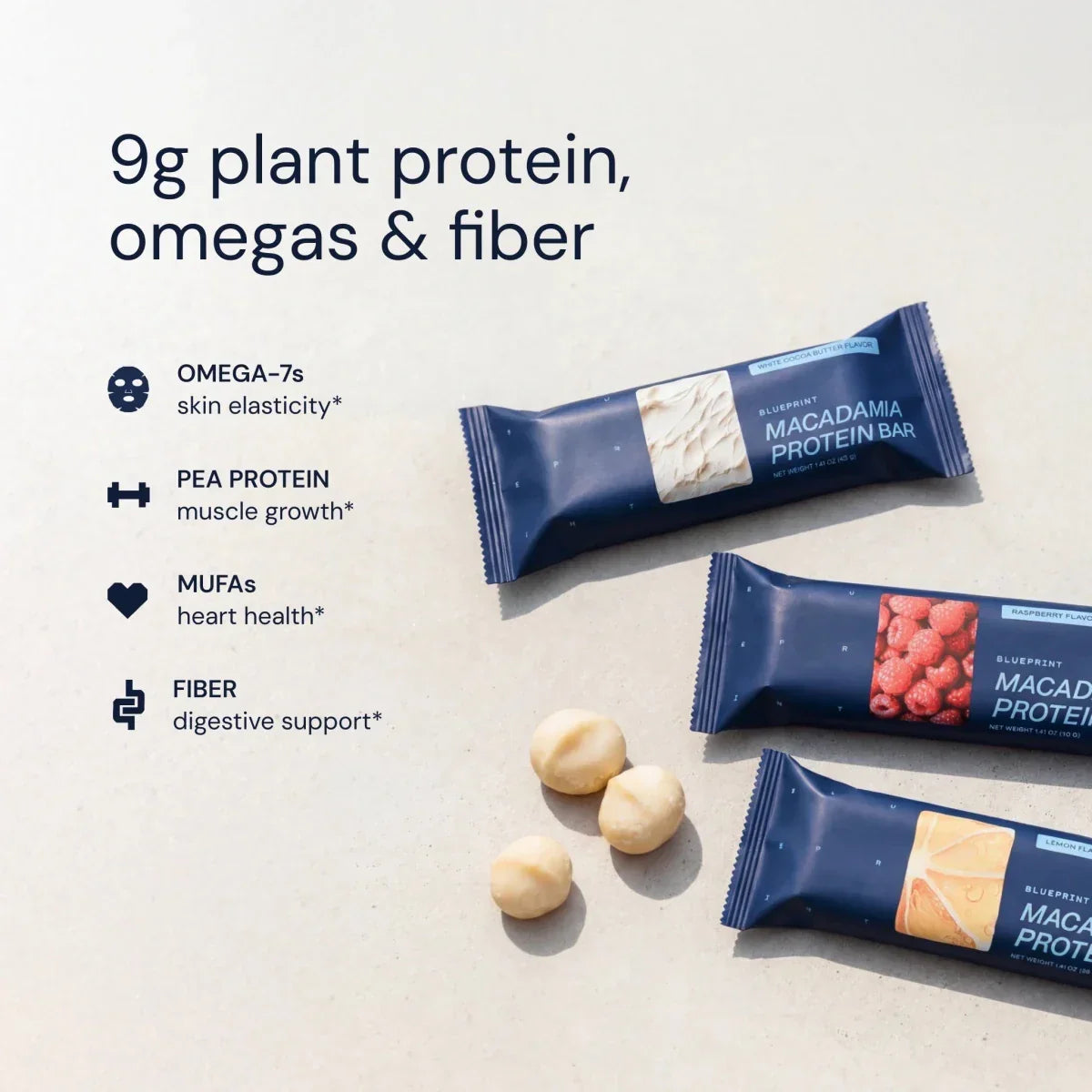 Blueprint | Macadamia Protein Bars - Variety Pack (12x40g Bars) (Raspberry, White Cocoa Butter, Lemon)