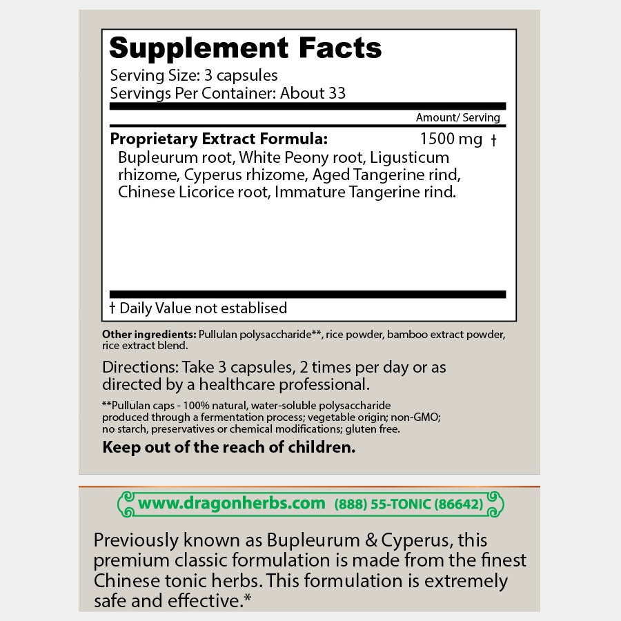 Dragon Herbs Cyperus Formulation - Bupleurum & Cyperus 100 Capsules (500mg)