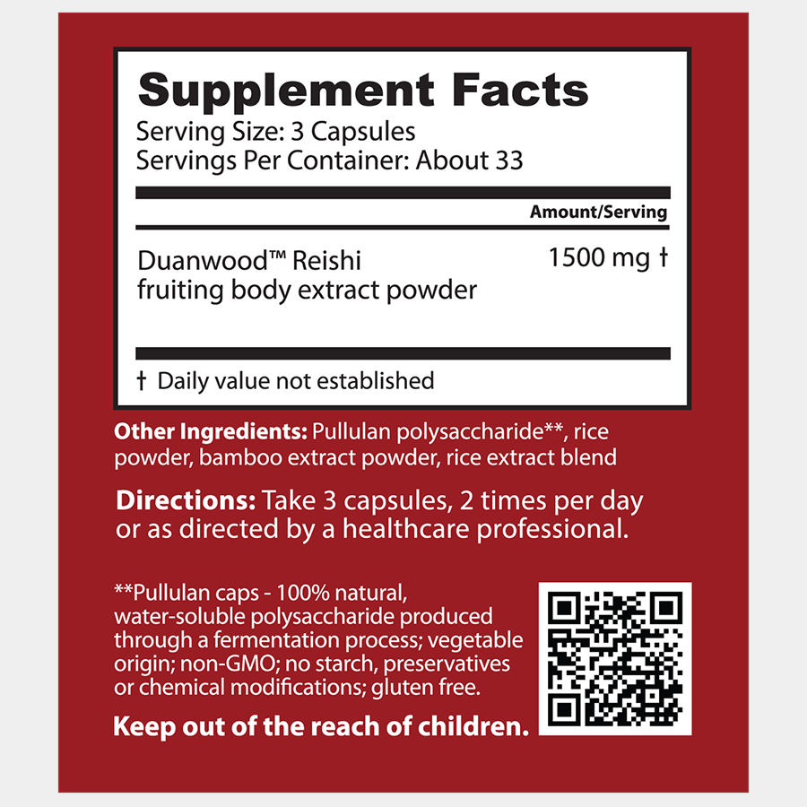Dragon Herbs Duanwood Reishi 100caps (500mg)