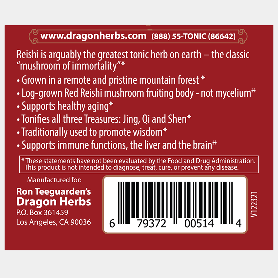 Dragon Herbs Duanwood Reishi 100caps (500mg)