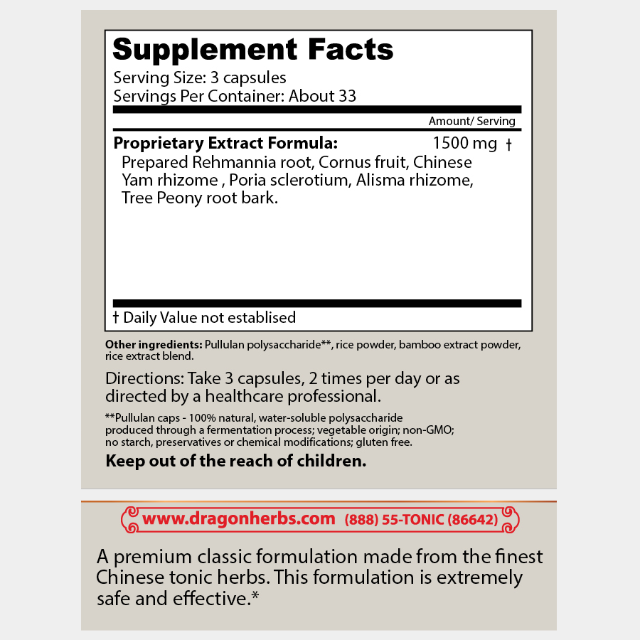 Dragon Herbs Rehmannia Six Combination (100caps 500mg)