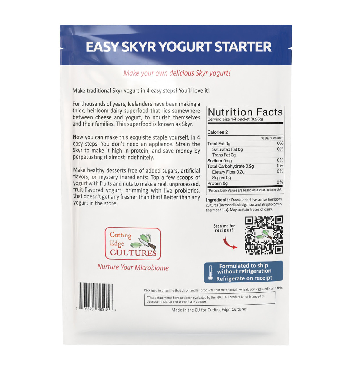 Cutting Edge Cultures | Easy Skyr Yogurt starter