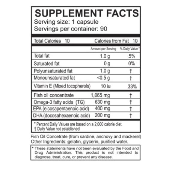 Pharmaceutical Grade (Omega 3) Fish Oil (90caps 1000mg each)