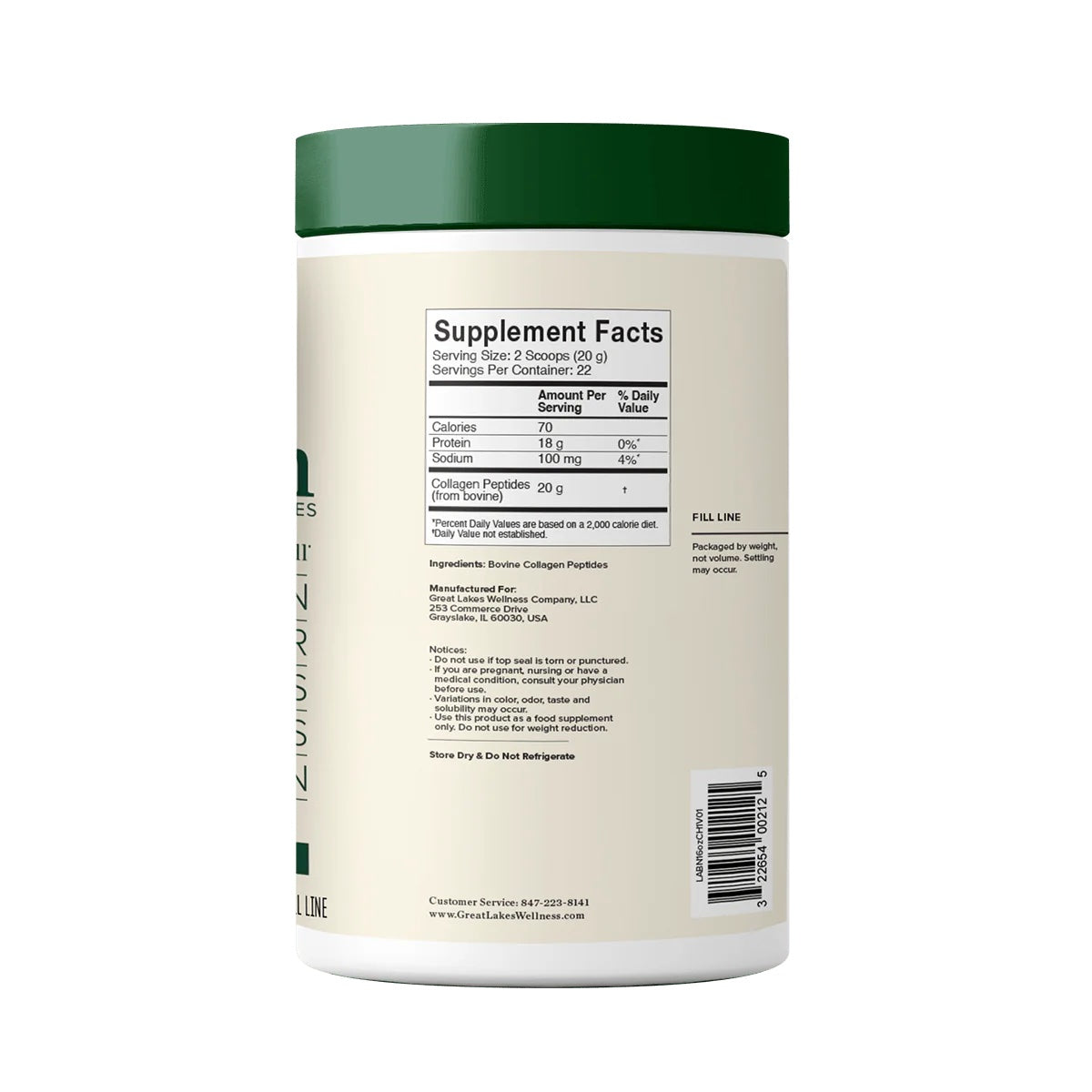 Great Lakes Gelatin - Collagen Hydrolysate (green canister) - 454g