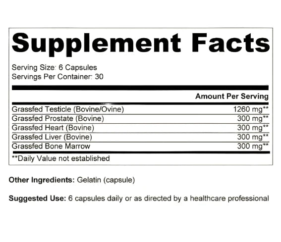 Ancestral Supplements - Male Optimization Formula W/ Organs (MOFO) 180caps 410mg