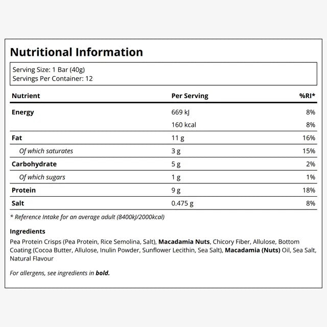 Blueprint | Macadamia Protein Bars - White Cocoa Butter (12x40g Bars)
