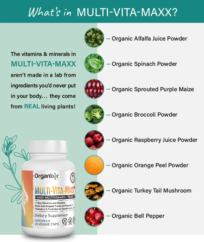 Organixx | Multi-Vita-Maxx wholefood multivtiamin (90 caps) | Fermented botanical blend