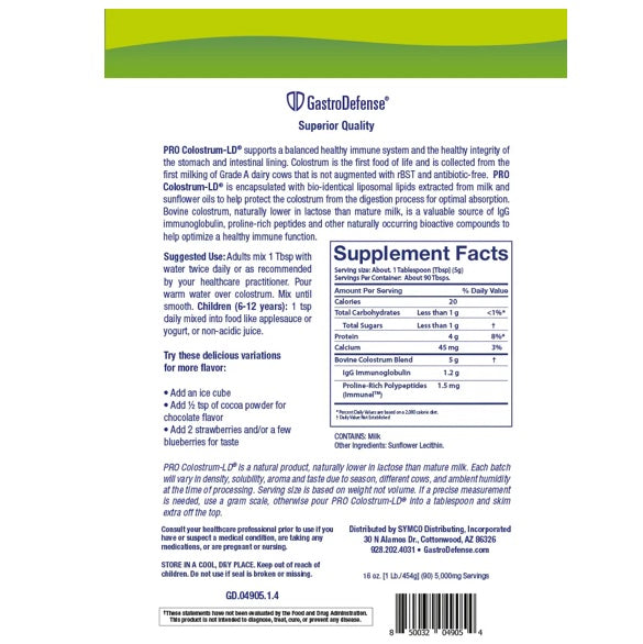 Sovereign Labs - PRO Vanilla Colostrum LD® Powder - 16 oz. (454 grams)(extra 2.5% PRP's)