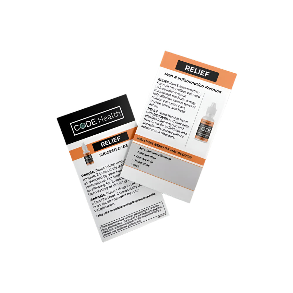 CODE Health | RELIEF (Pain & Inflammation Formula) | Each 3ml bottle contains approx. 60 servings