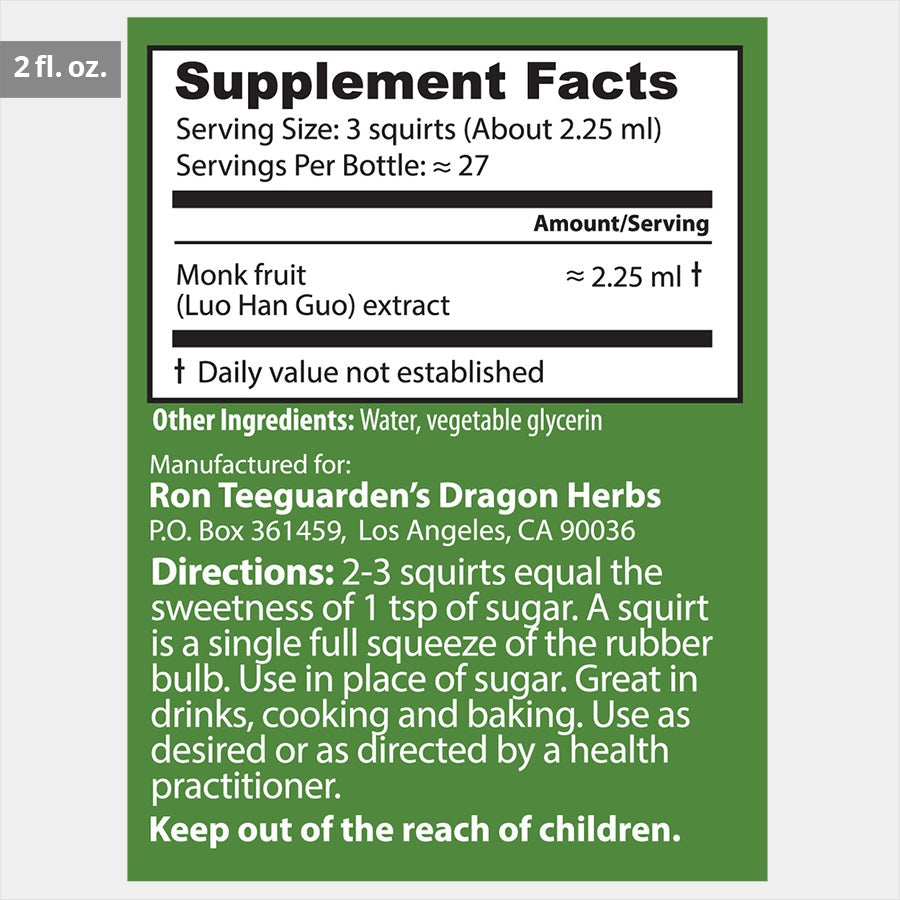 Dragon Herbs Sweet Fruit Drops (Luo Han Guo - Stevia Replacement) 2 fl. oz.