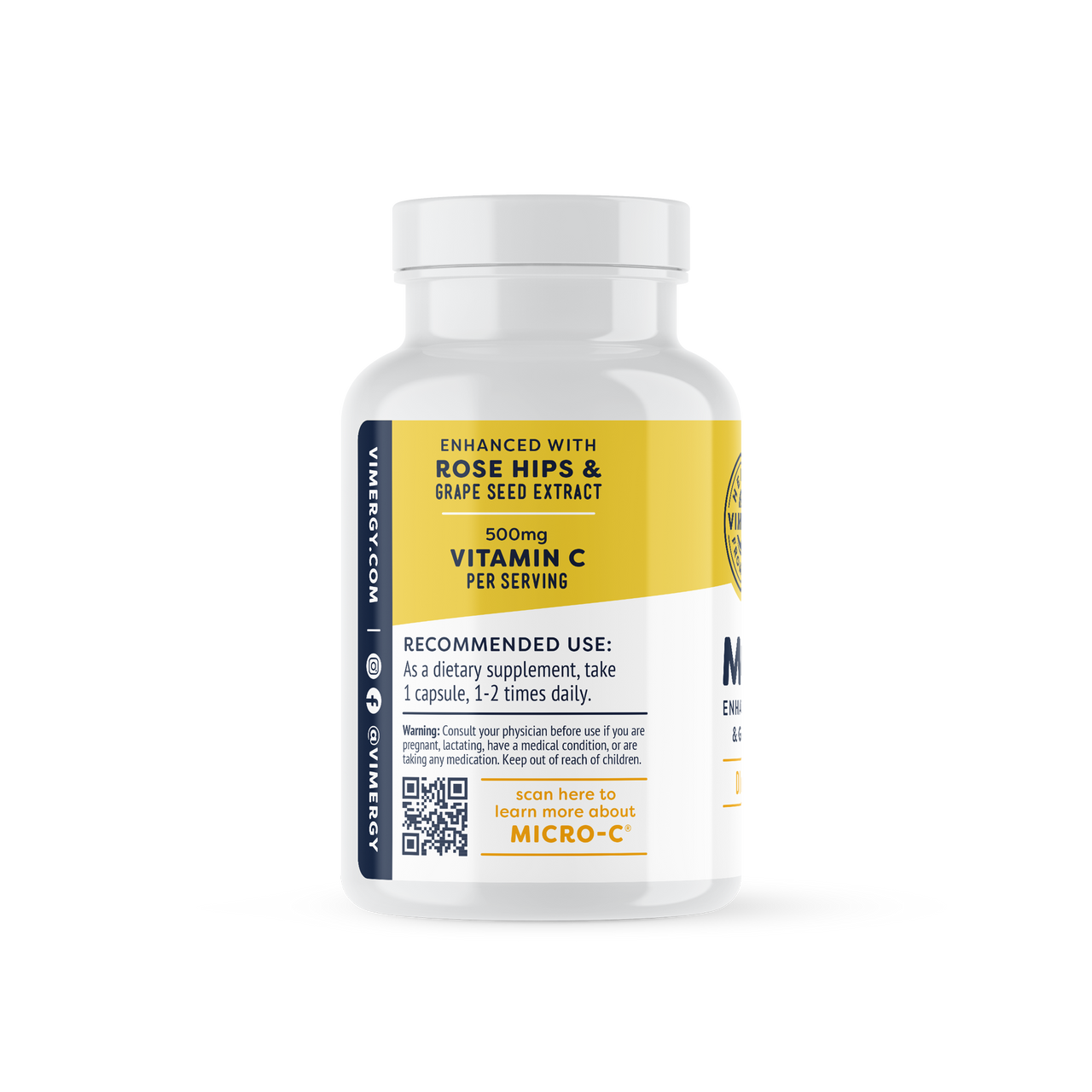 Vimergy Herbs - Micro-C (Vitamin C enchanced with Rose-hips and Grape Seed Extract) 90caps (Trial Size)