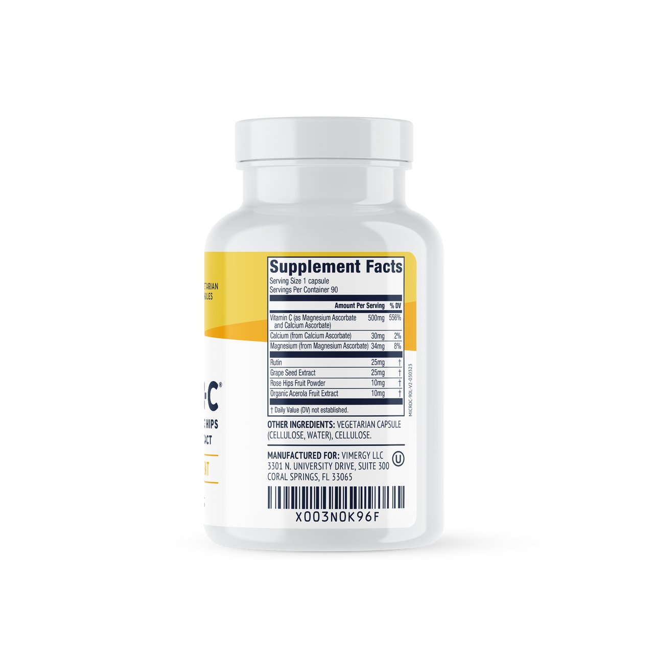 Vimergy Herbs - Micro-C (Vitamin C enchanced with Rose-hips and Grape Seed Extract) 90caps (Trial Size)