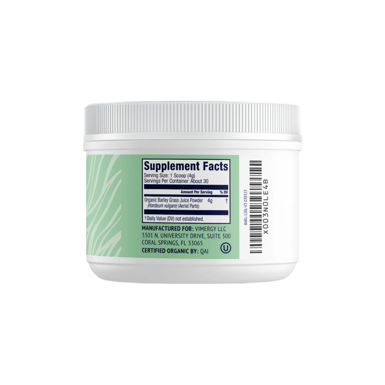 Vimergy Herbs - USDA Organic Barleygrass Juice Extract Powder 120g (Trial Size)