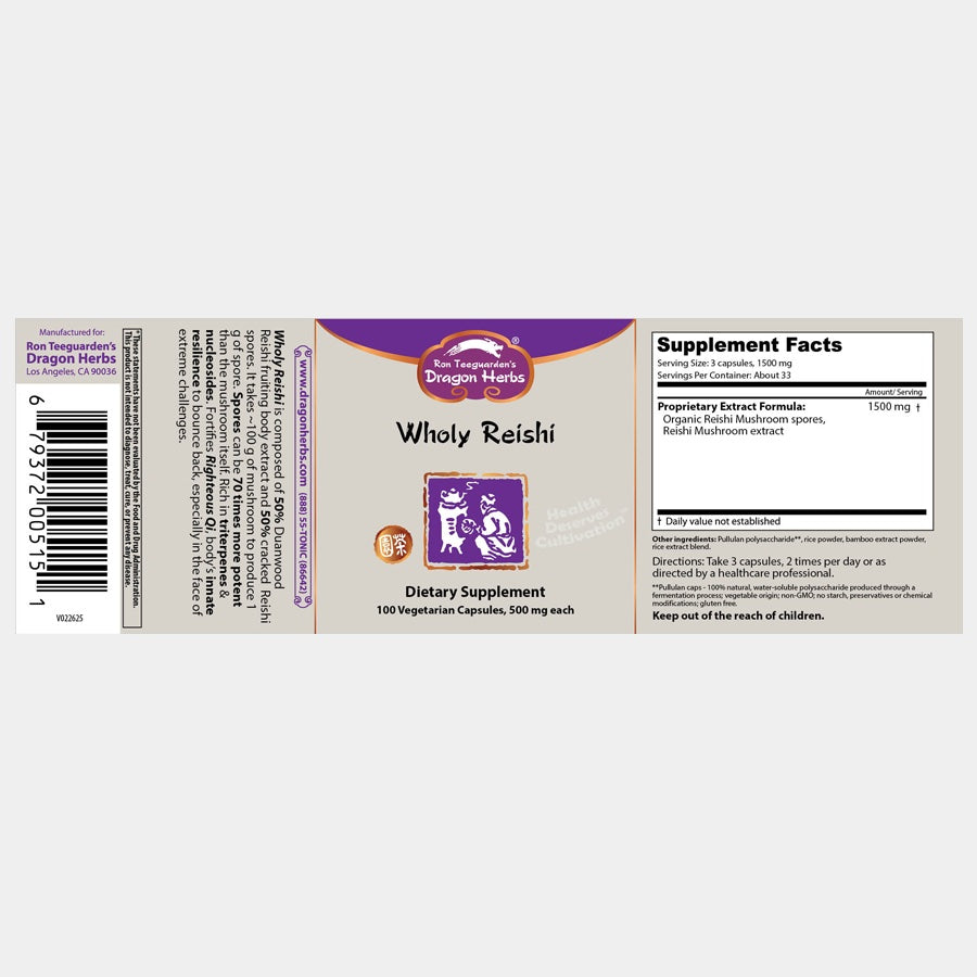 Dragon Herbs | Wholy Reishi aka Protector 2000 | 100 caps (33 servings)
