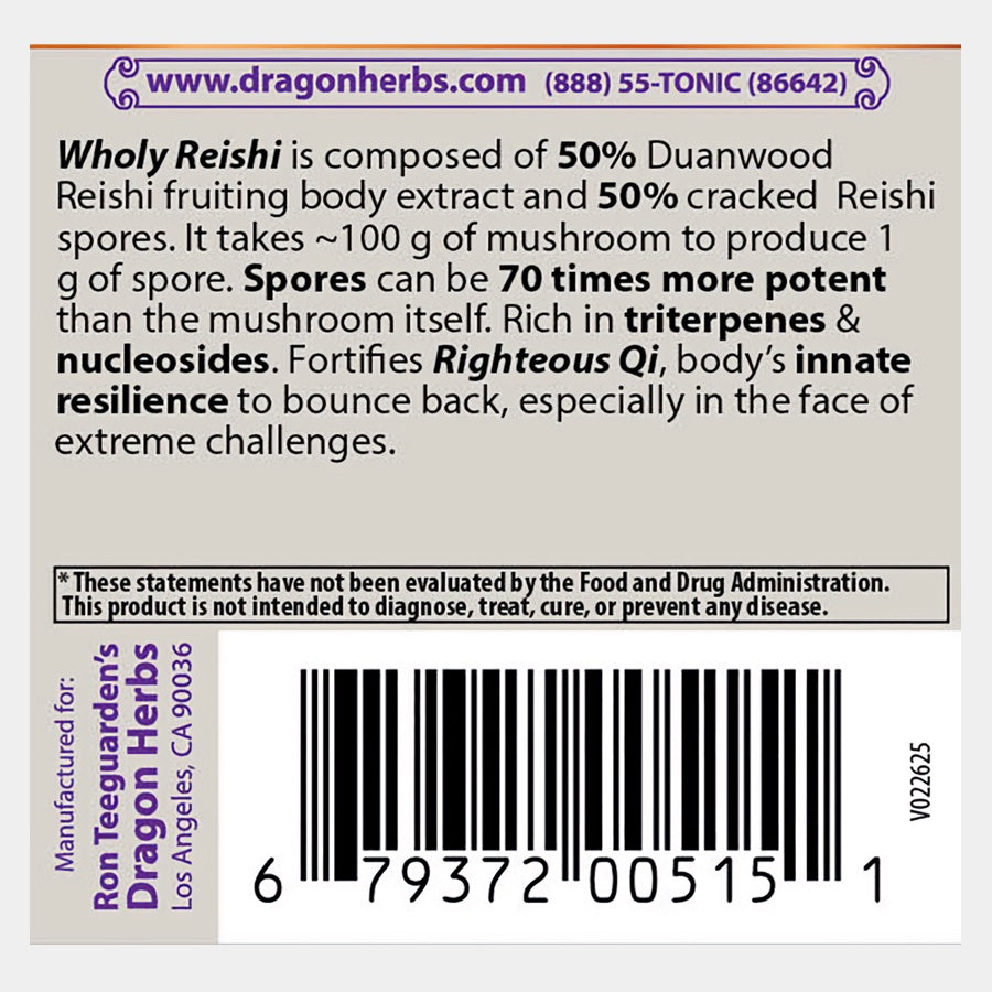 Dragon Herbs | Wholy Reishi aka Protector 2000 | 100 caps (33 servings)