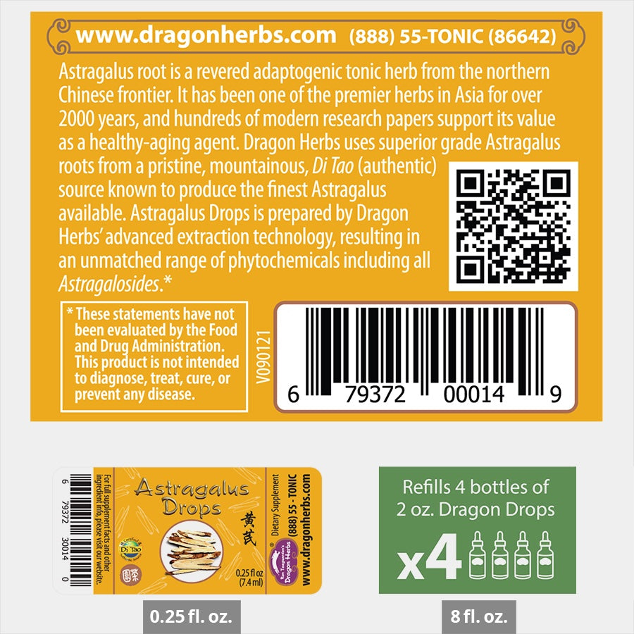 Dragon Herbs Astragalus Drops 2 fl. oz. (60 ml)