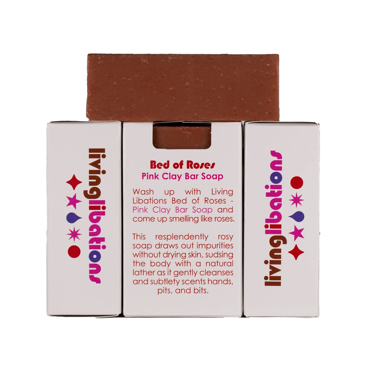 Living Libations Bed of Roses Pink Clay Soap 120g (1 bar)