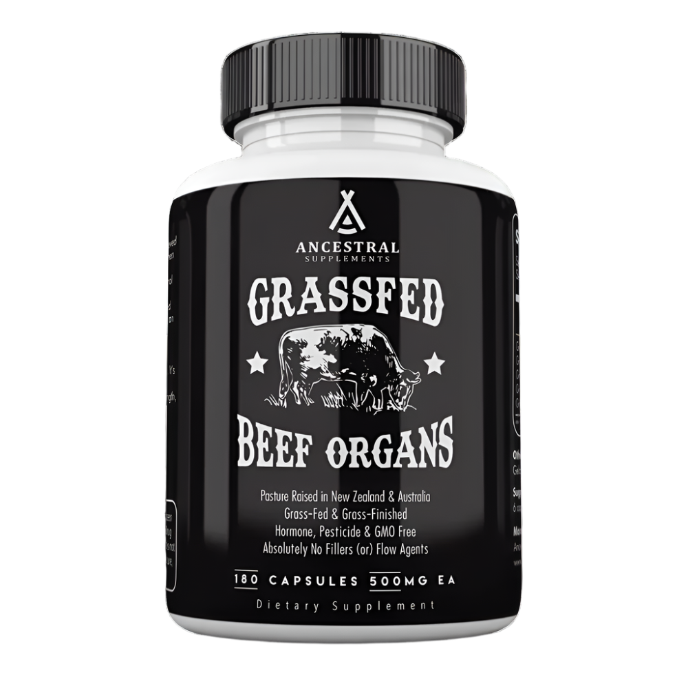 Ancestral Supplements - Grass Fed Desiccated Beef Organs (Liver, Heart, Kidney, Pancreas, Spleen) 180caps 500mg