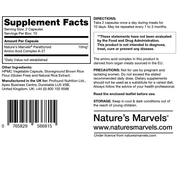 Parathyroid Bioregulator (Nature’s Marvels™) (20 Capsules)