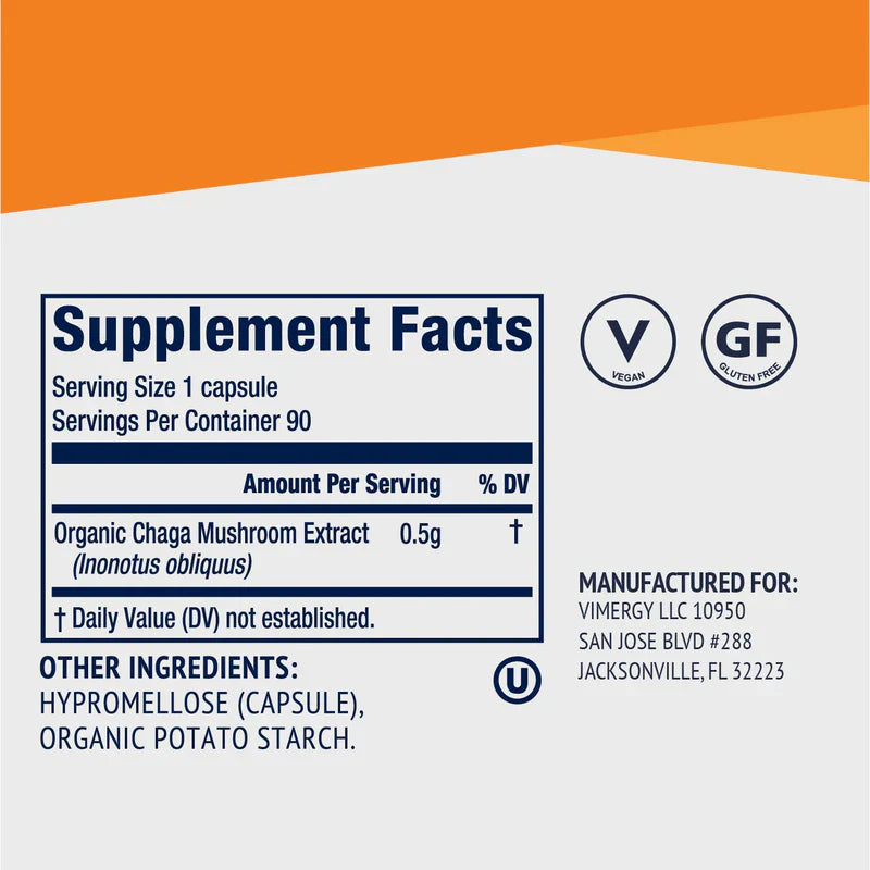 Vimergy Herbs - Organic Chaga Capsules (90caps)