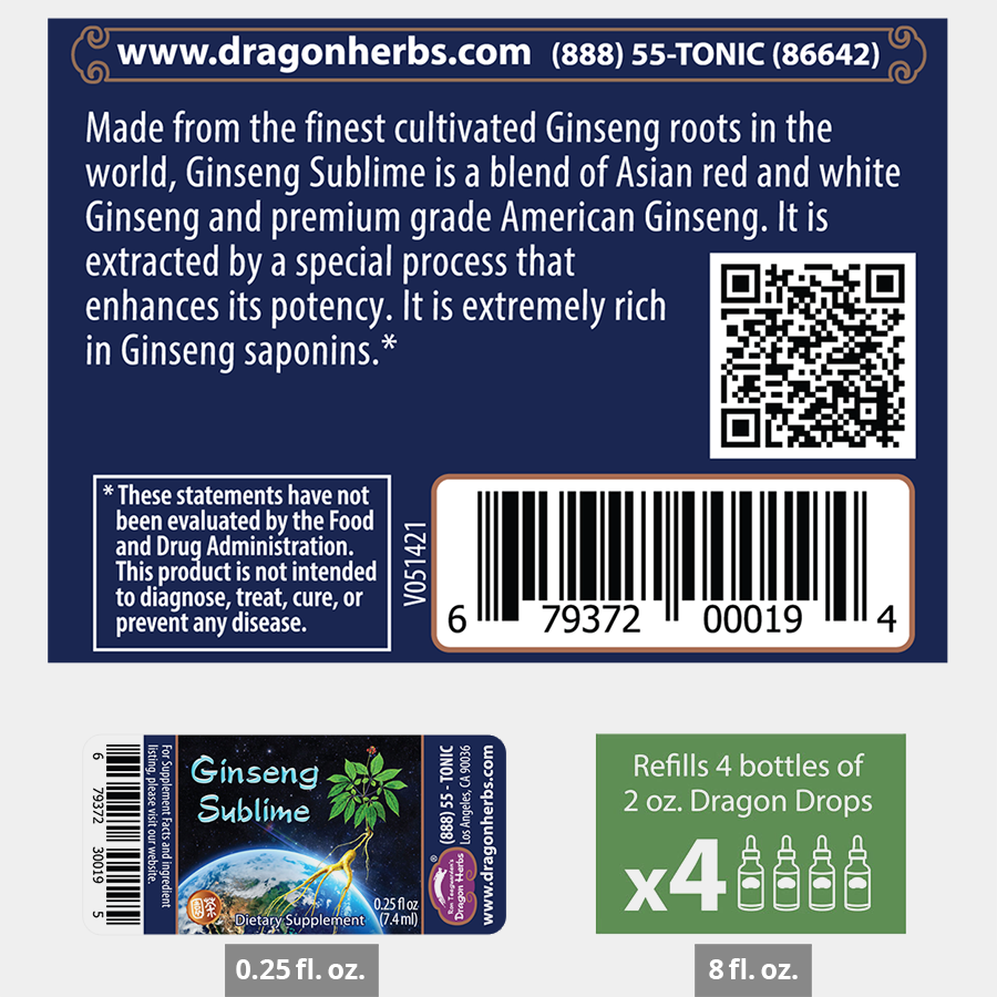 Dragon Herbs Ginseng Sublime Drops 240ml (8floz)