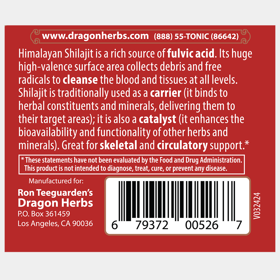 Dragon Herbs High Mountain Shilajit 60caps (450mg)