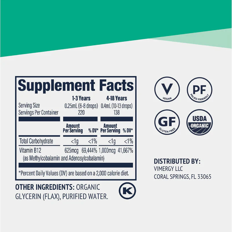 Vimergy | Kids Liquid B12 (55ml) | Organic