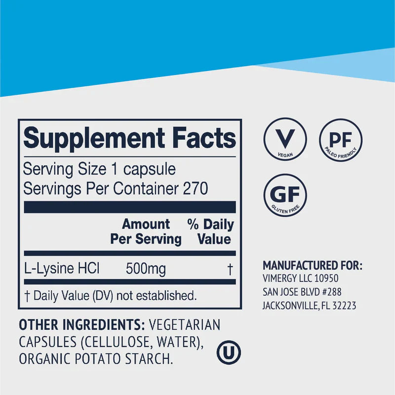 Vimergy Herbs - L-Lysine 90caps (Trial Size)