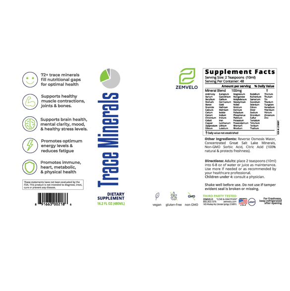 Zemvelo - TRACE MINERALS 16 floz - 480ml (previously mineralife)