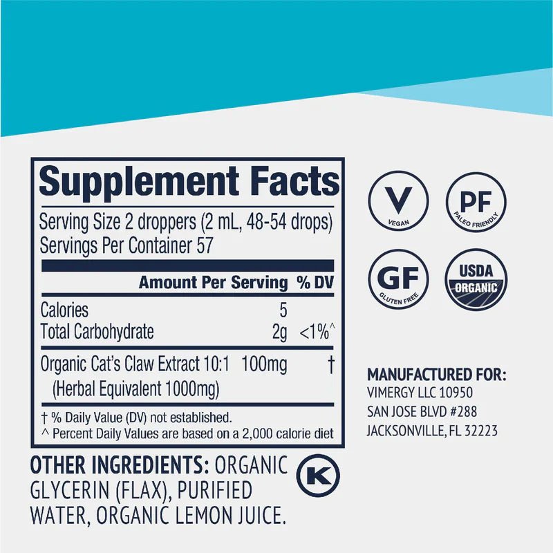 Vimergy Herbs - Cats Claw 10:1 60ml (Trial Size)