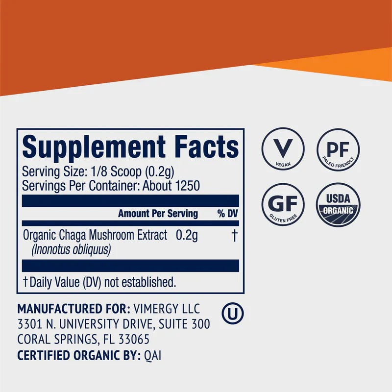 Vimergy Herbs - USDA Organic Chaga Extract Powder 250g