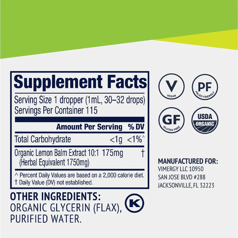 Vimergy Herbs - Lemon Balm 10:1 115ml