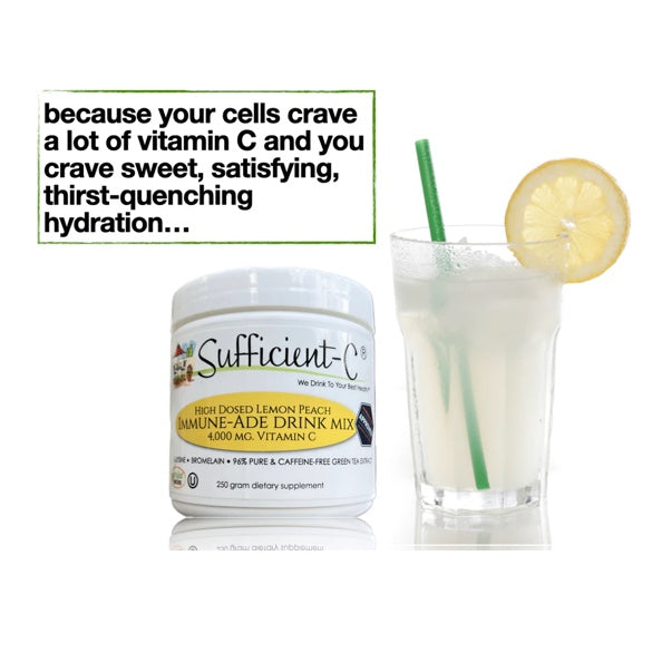 Sufficient C - High Dose Lemon Peach Immune-Ade drink mix - 250 gram size