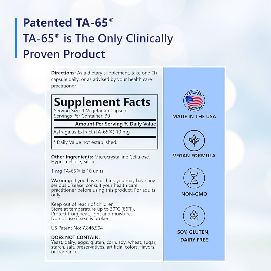 TA 65 (30 Capsules) Cell Rejuvenation & Telomerase Activation