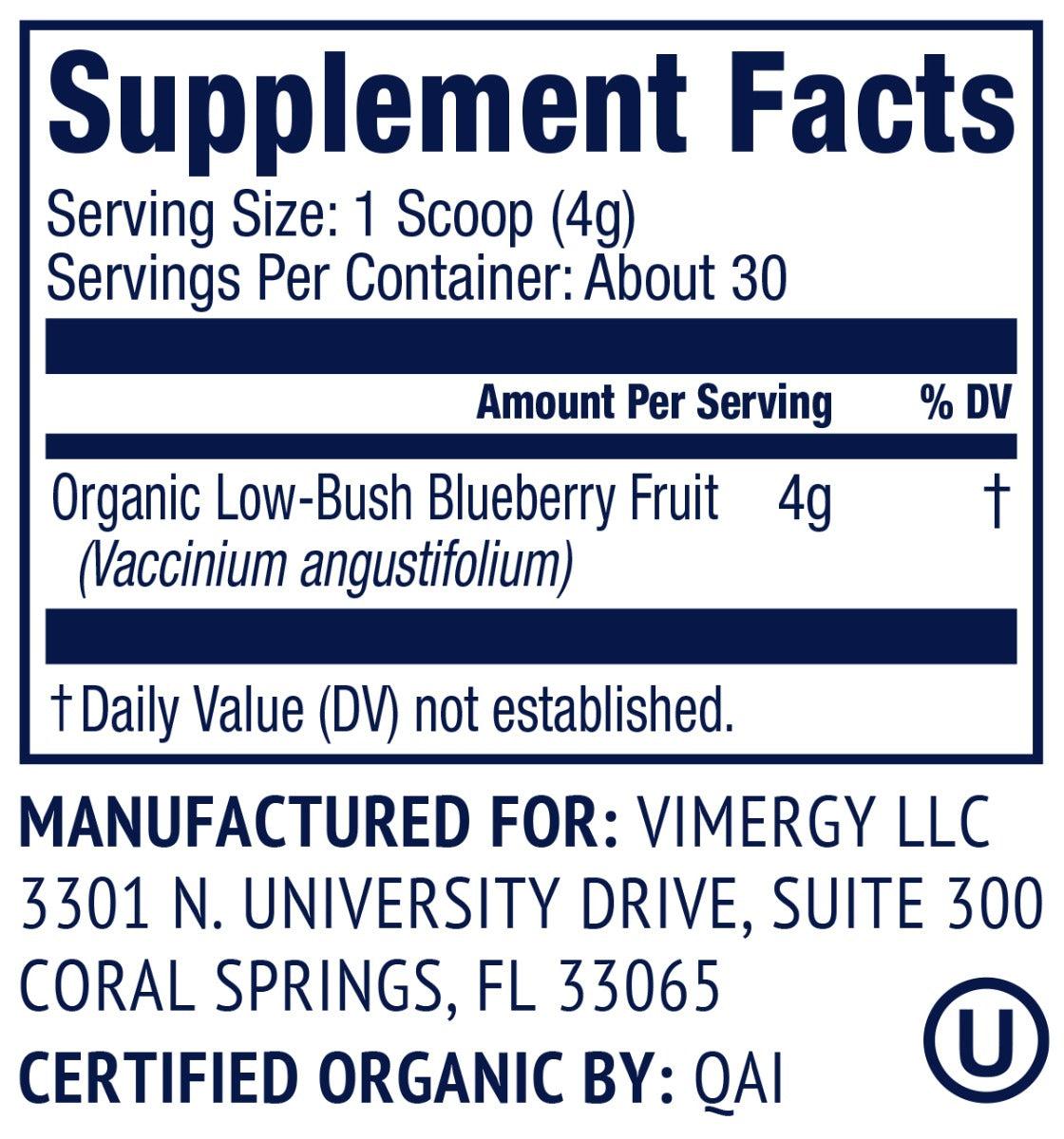 Vimergy Herbs - Wild Blueberry Powder 120g (Trial Size)