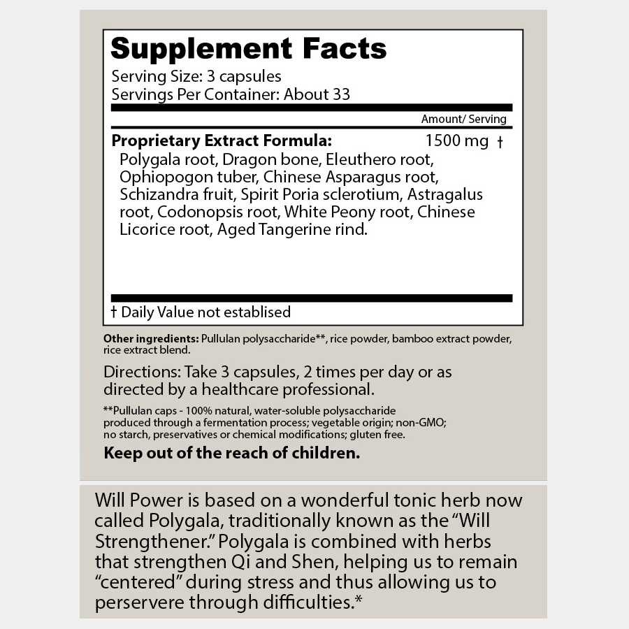 Dragon Herbs Will Strengthener (formerly Will Power) 100 Capsules (500mg)